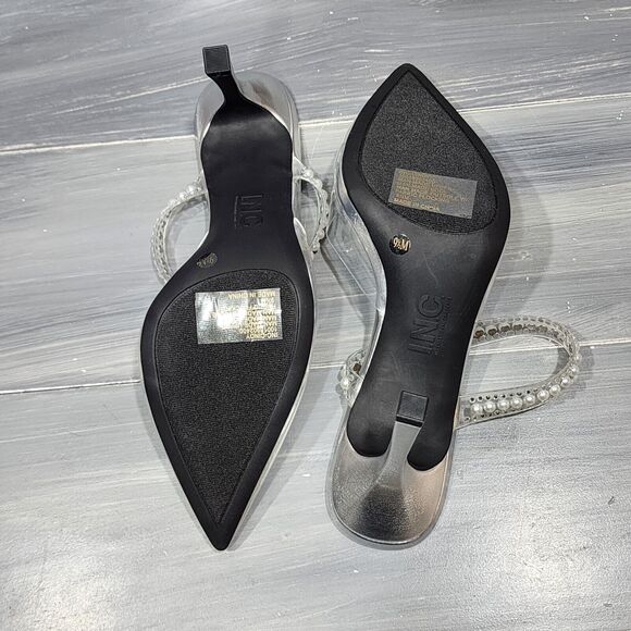 MATEO BY INC Cindy Stiletto Dress Sandles Heeled Mules Clear Pointy Toe 9.5 M - Picture 12 of 15